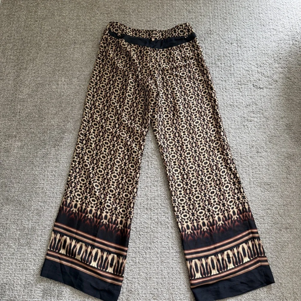 Vintage Cache Wide Leg Animal Print Pants Brown Palazzo‎ Flowy Y2K Earthy Brat 6